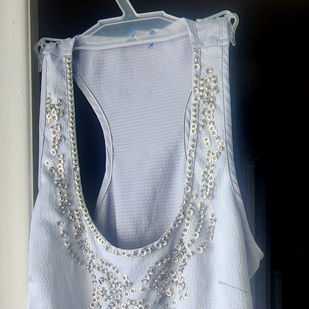 Bling Gray/Silver Halter Costa Blanca Sz Xs  97/3 Cotton Spandex